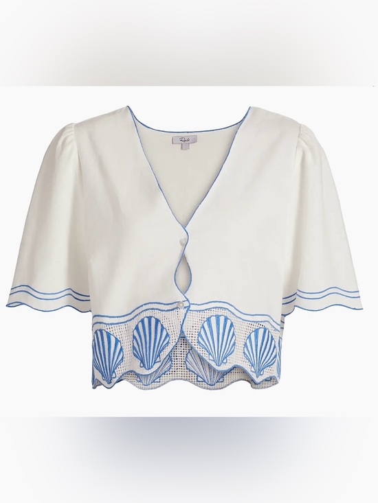 Rails Tops - Rails Venice Embroidered Cotton-Linen Top - EUC